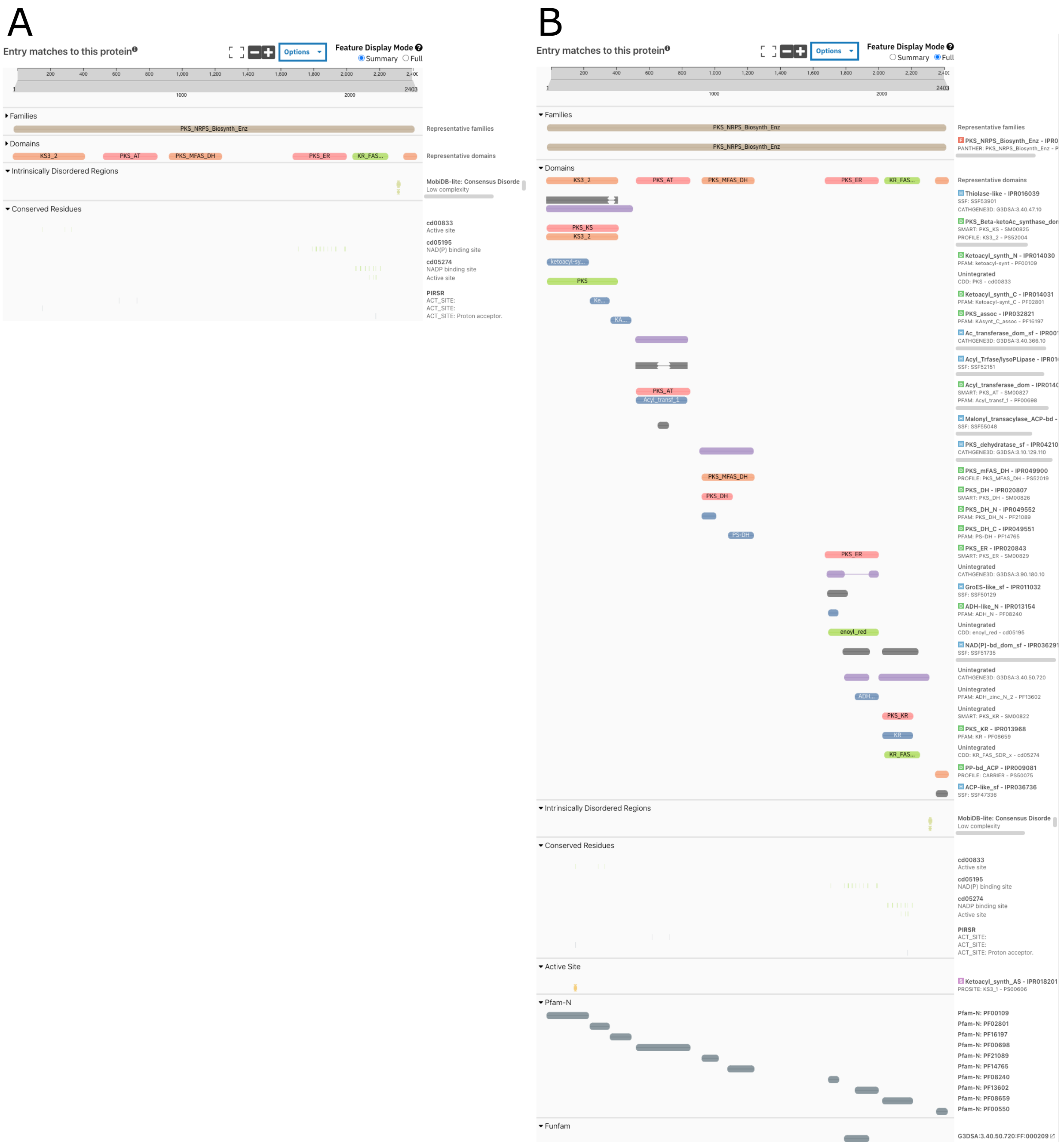 summary and full view of the UniProt protein viewer